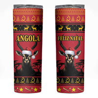 Angola Christmas Skinny Tumbler Giant Sable Antelope Virtus Unita Fortior - Wonder Print Shop