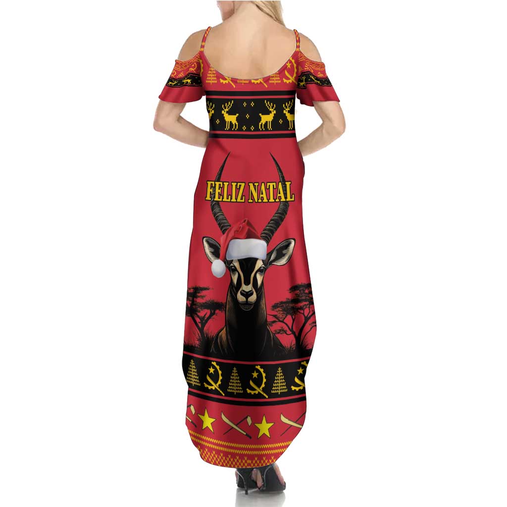 Angola Christmas Summer Maxi Dress Giant Sable Antelope Virtus Unita Fortior - Wonder Print Shop