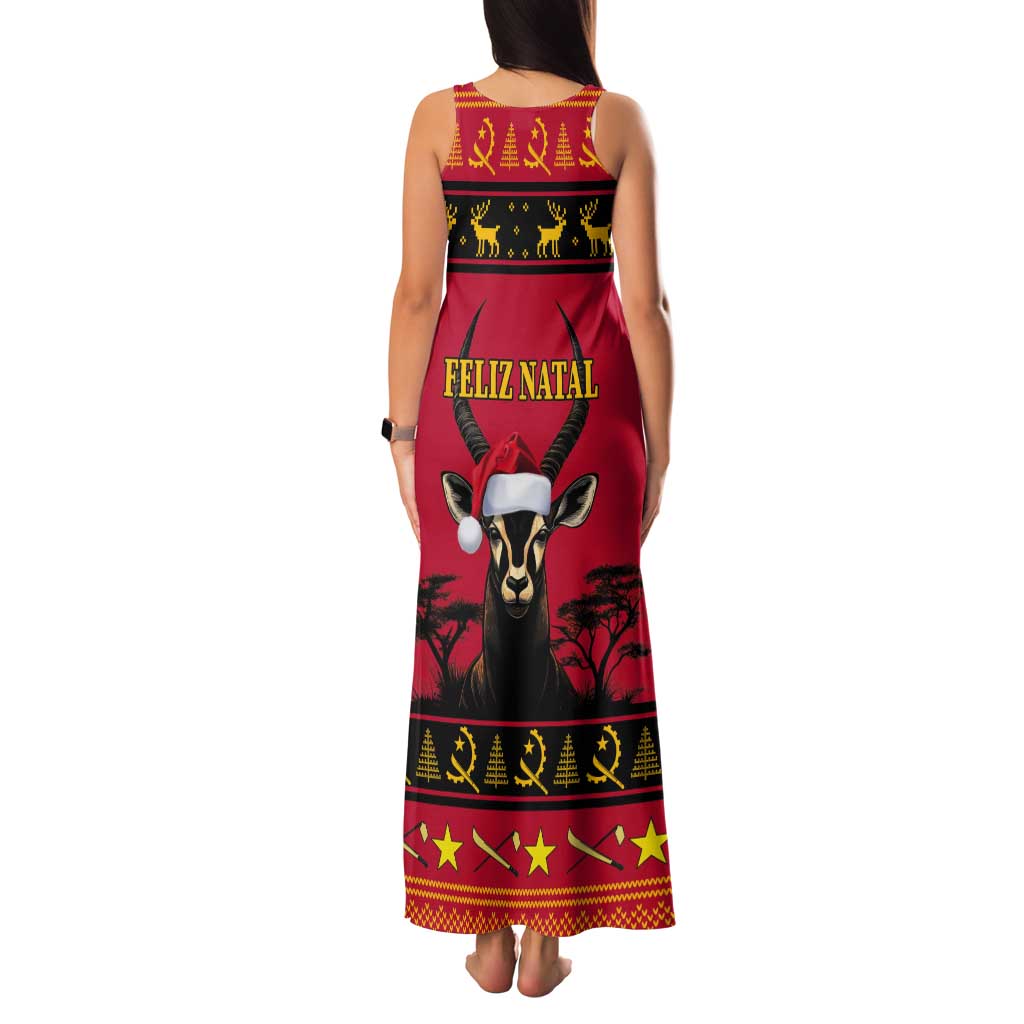 Angola Christmas Tank Maxi Dress Giant Sable Antelope Virtus Unita Fortior - Wonder Print Shop