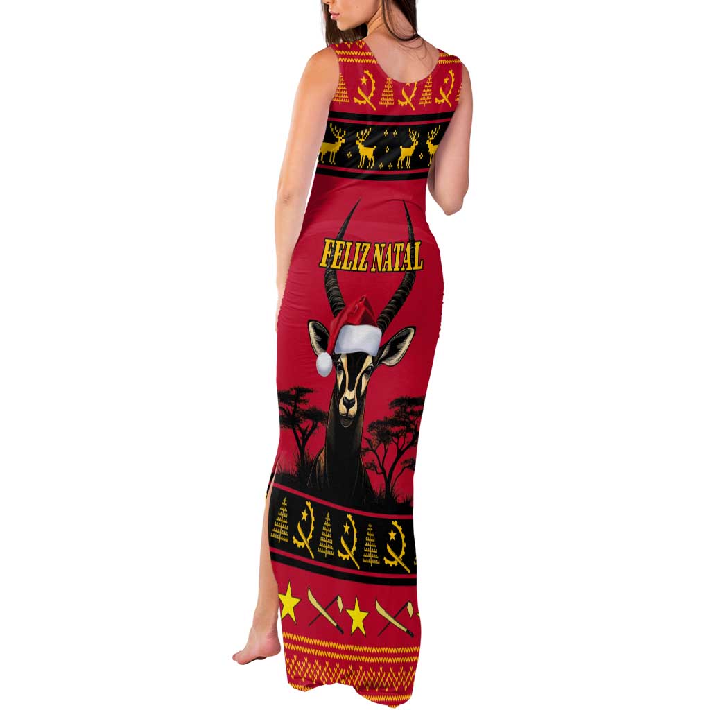 Angola Christmas Tank Maxi Dress Giant Sable Antelope Virtus Unita Fortior - Wonder Print Shop