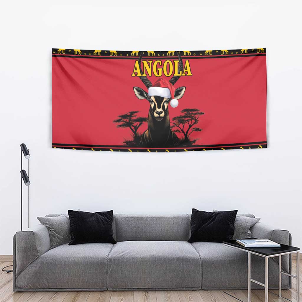 Angola Christmas Tapestry Giant Sable Antelope Virtus Unita Fortior - Wonder Print Shop