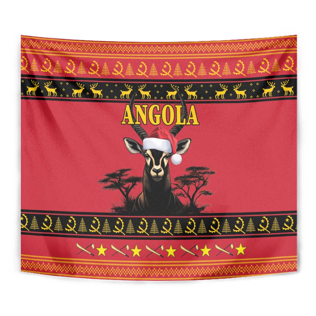 Angola Christmas Tapestry Giant Sable Antelope Virtus Unita Fortior - Wonder Print Shop