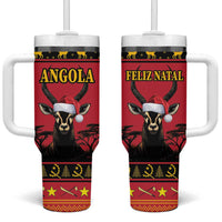 Angola Christmas Tumbler With Handle Giant Sable Antelope Virtus Unita Fortior - Wonder Print Shop