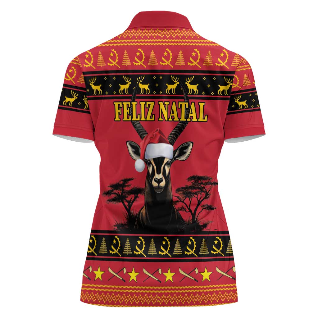 Angola Christmas Women Polo Shirt Giant Sable Antelope Virtus Unita Fortior - Wonder Print Shop