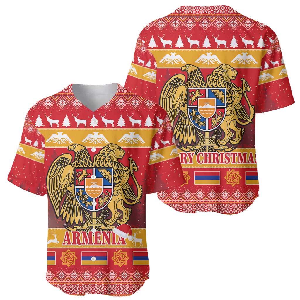 Armenia Christmas Baseball Jersey Coat Of Arms With Arevakhach - Wonder Print Shop