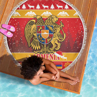 Armenia Christmas Beach Blanket Coat Of Arms With Arevakhach - Wonder Print Shop