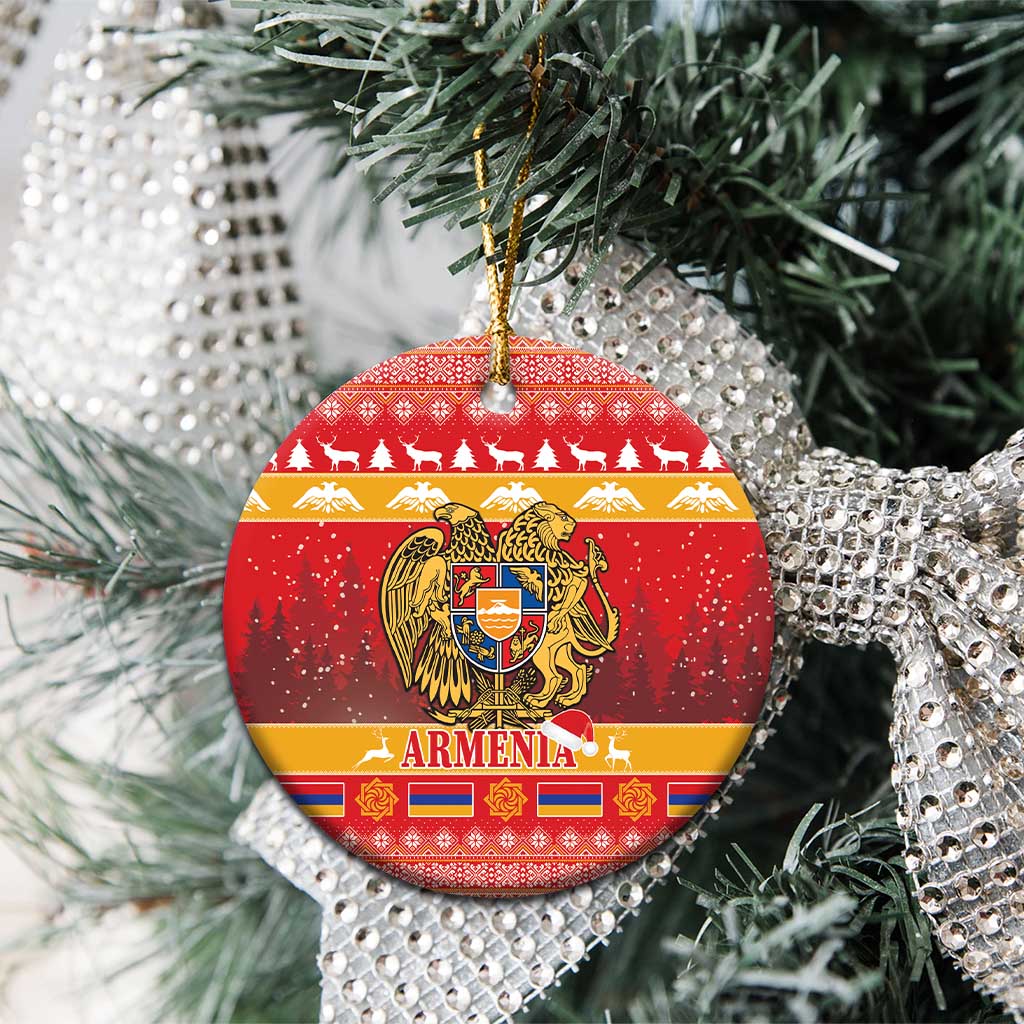 Armenia Christmas Ceramic Ornament Coat Of Arms With Arevakhach - Wonder Print Shop