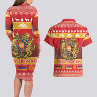 Armenia Christmas Couples Matching Long Sleeve Bodycon Dress and Hawaiian Shirt Coat Of Arms With Arevakhach - Wonder Print Shop
