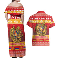 Armenia Christmas Couples Matching Off Shoulder Maxi Dress and Hawaiian Shirt Coat Of Arms With Arevakhach - Wonder Print Shop