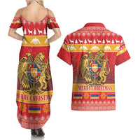 Armenia Christmas Couples Matching Summer Maxi Dress and Hawaiian Shirt Coat Of Arms With Arevakhach - Wonder Print Shop