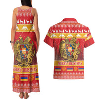 Armenia Christmas Couples Matching Tank Maxi Dress and Hawaiian Shirt Coat Of Arms With Arevakhach - Wonder Print Shop