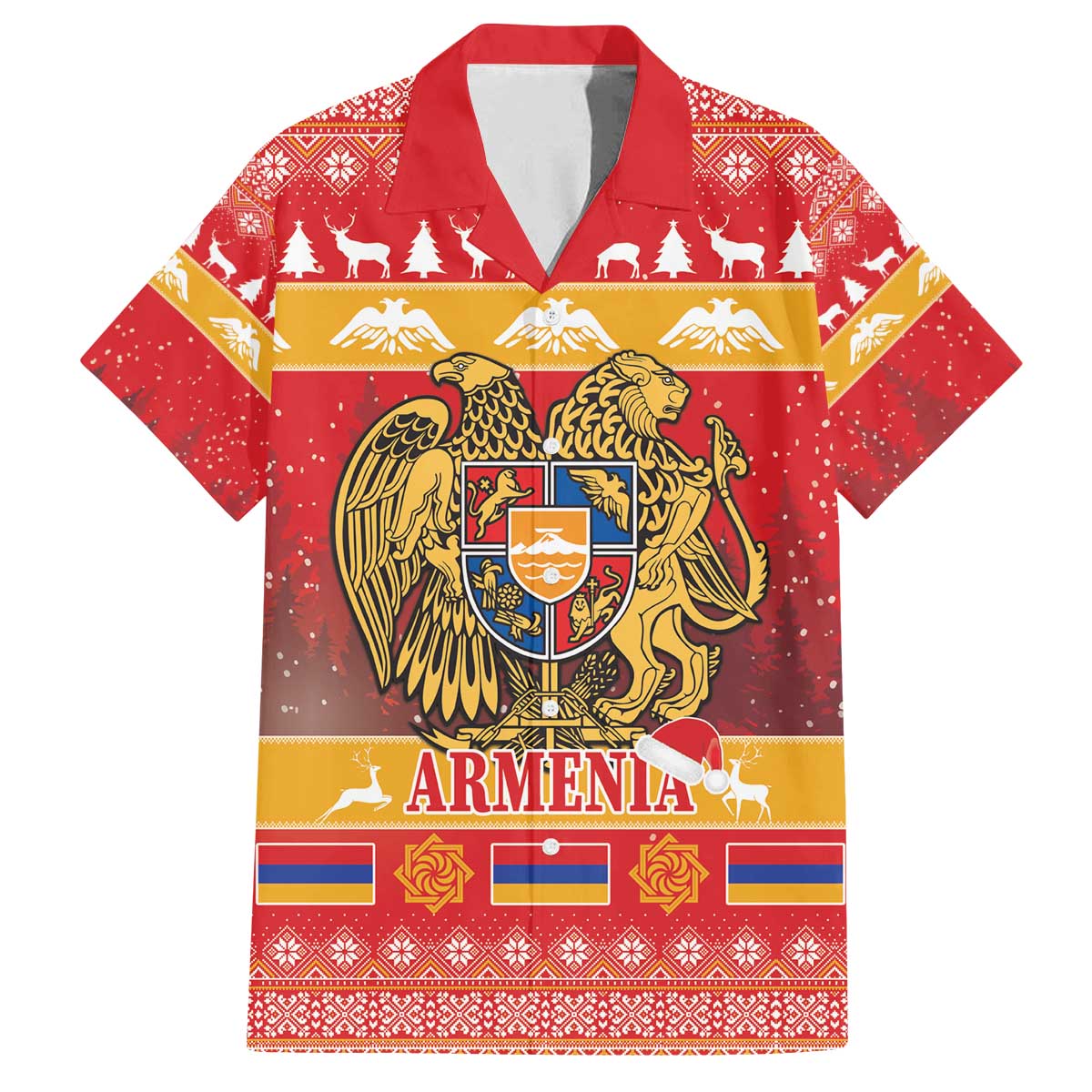 Armenia Christmas Family Matching Off The Shoulder Long Sleeve Dress and Hawaiian Shirt Coat Of Arms With Arevakhach - Wonder Print Shop