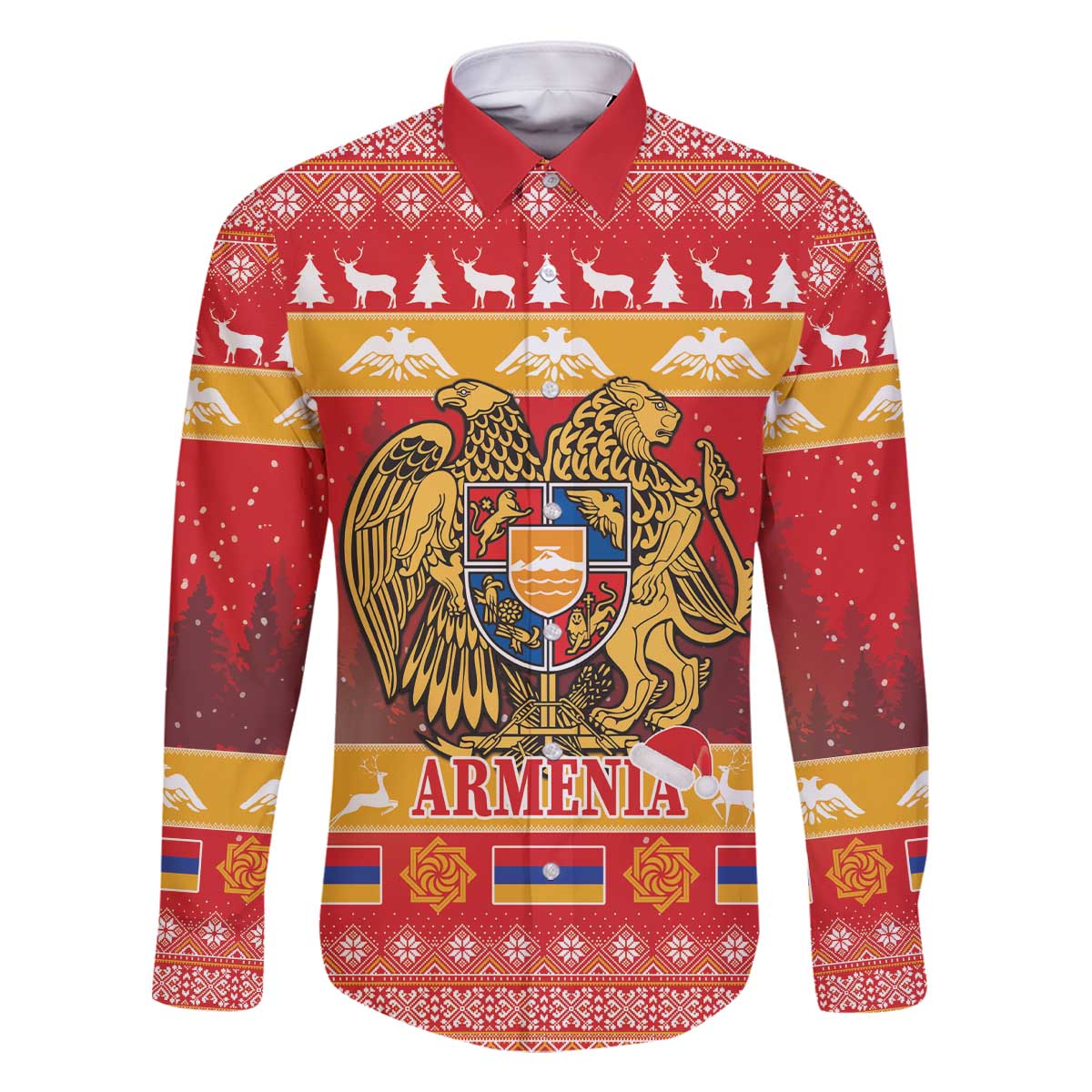 Armenia Christmas Family Matching Off The Shoulder Long Sleeve Dress and Hawaiian Shirt Coat Of Arms With Arevakhach - Wonder Print Shop