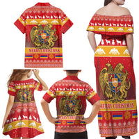 Armenia Christmas Family Matching Off Shoulder Maxi Dress and Hawaiian Shirt Coat Of Arms With Arevakhach - Wonder Print Shop