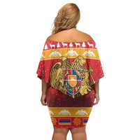 Armenia Christmas Family Matching Off Shoulder Short Dress and Hawaiian Shirt Coat Of Arms With Arevakhach - Wonder Print Shop