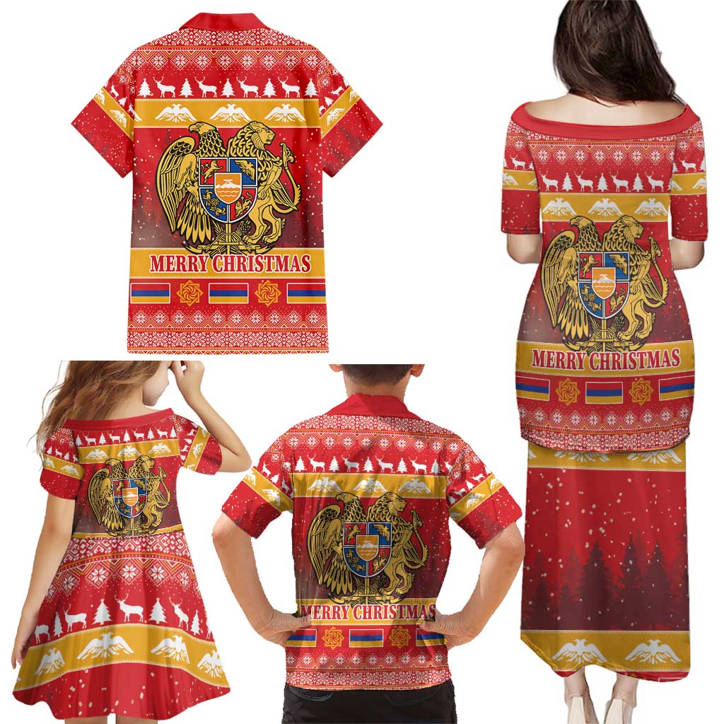 Armenia Christmas Family Matching Puletasi and Hawaiian Shirt Coat Of Arms With Arevakhach - Wonder Print Shop
