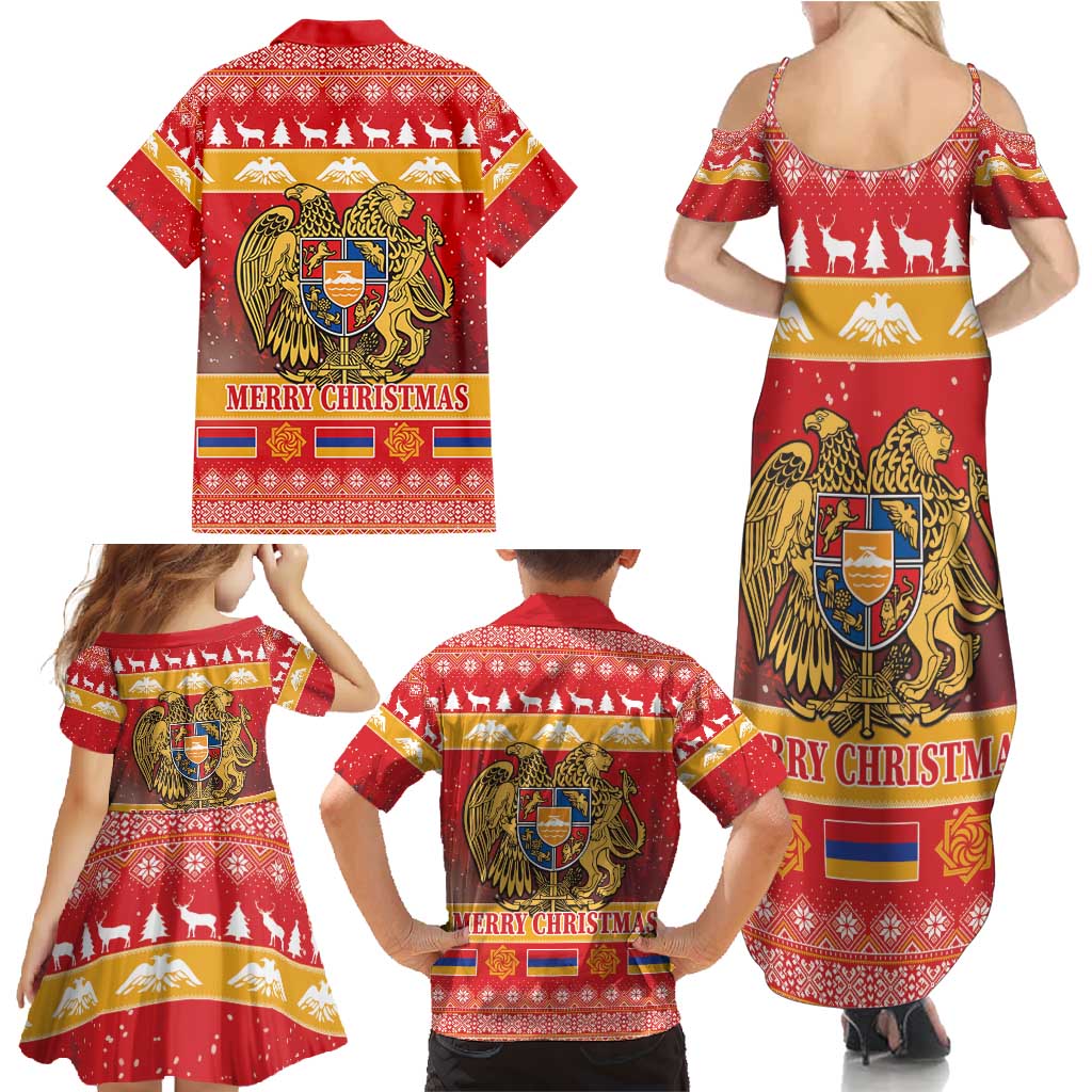 Armenia Christmas Family Matching Summer Maxi Dress and Hawaiian Shirt Coat Of Arms With Arevakhach - Wonder Print Shop