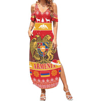 Armenia Christmas Family Matching Summer Maxi Dress and Hawaiian Shirt Coat Of Arms With Arevakhach - Wonder Print Shop