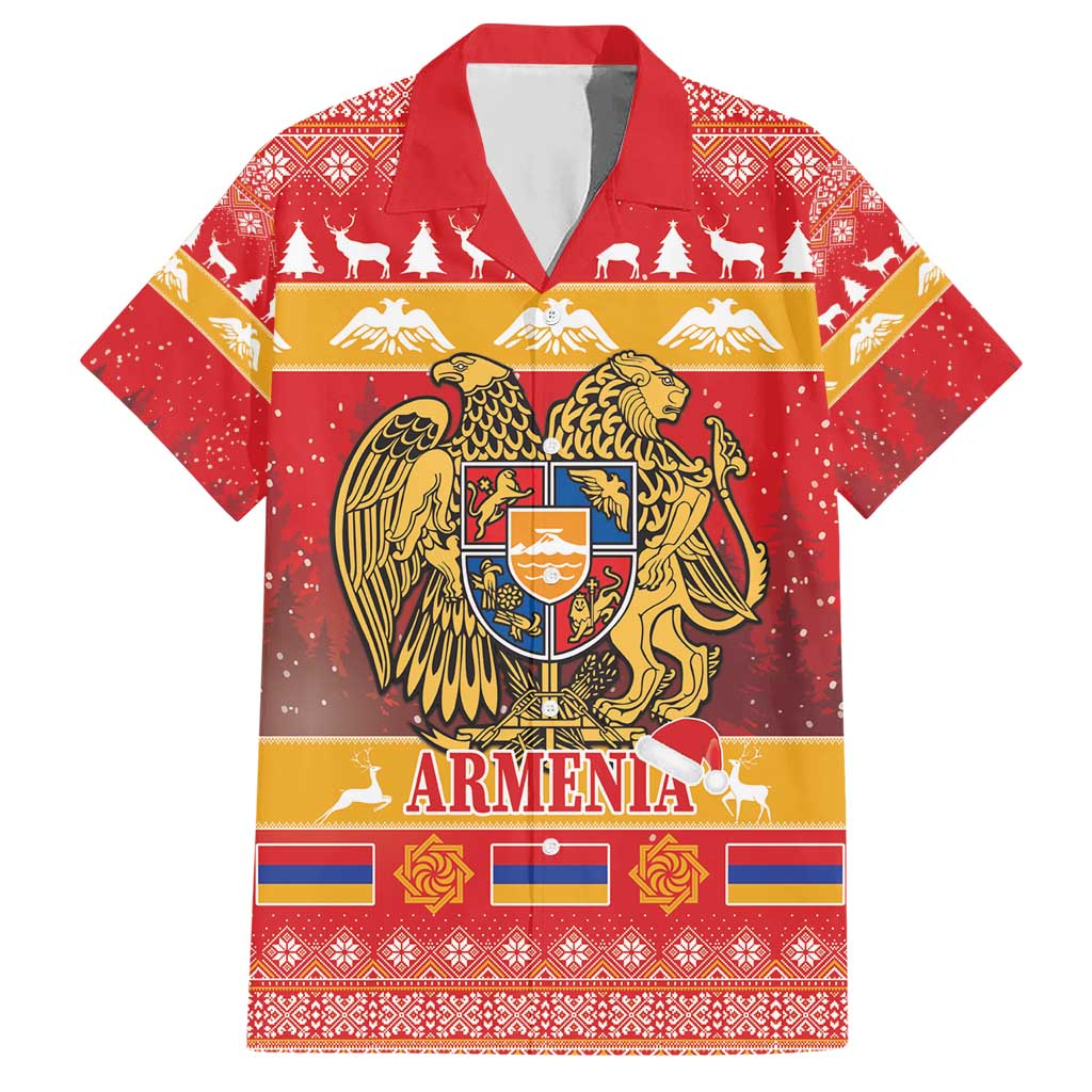 Armenia Christmas Hawaiian Shirt Coat Of Arms With Arevakhach - Wonder Print Shop