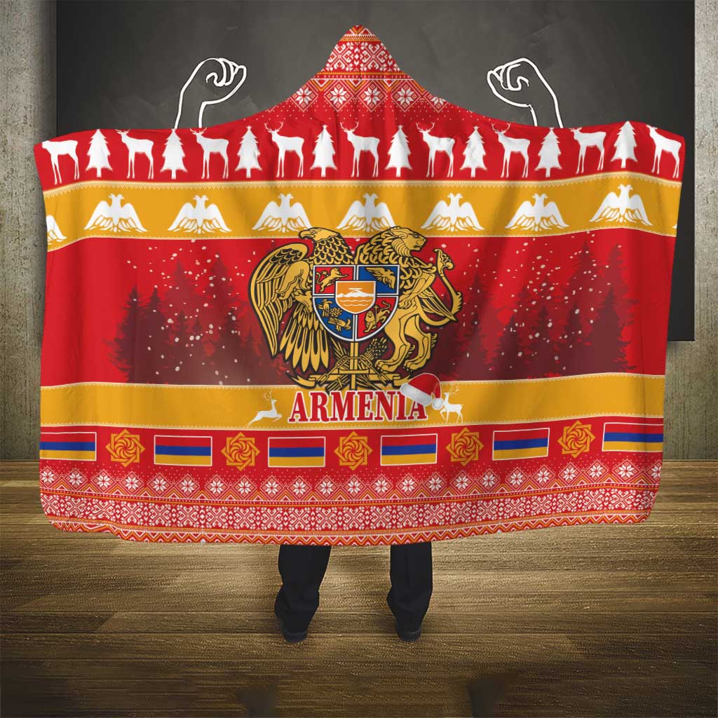 Armenia Christmas Hooded Blanket Coat Of Arms With Arevakhach