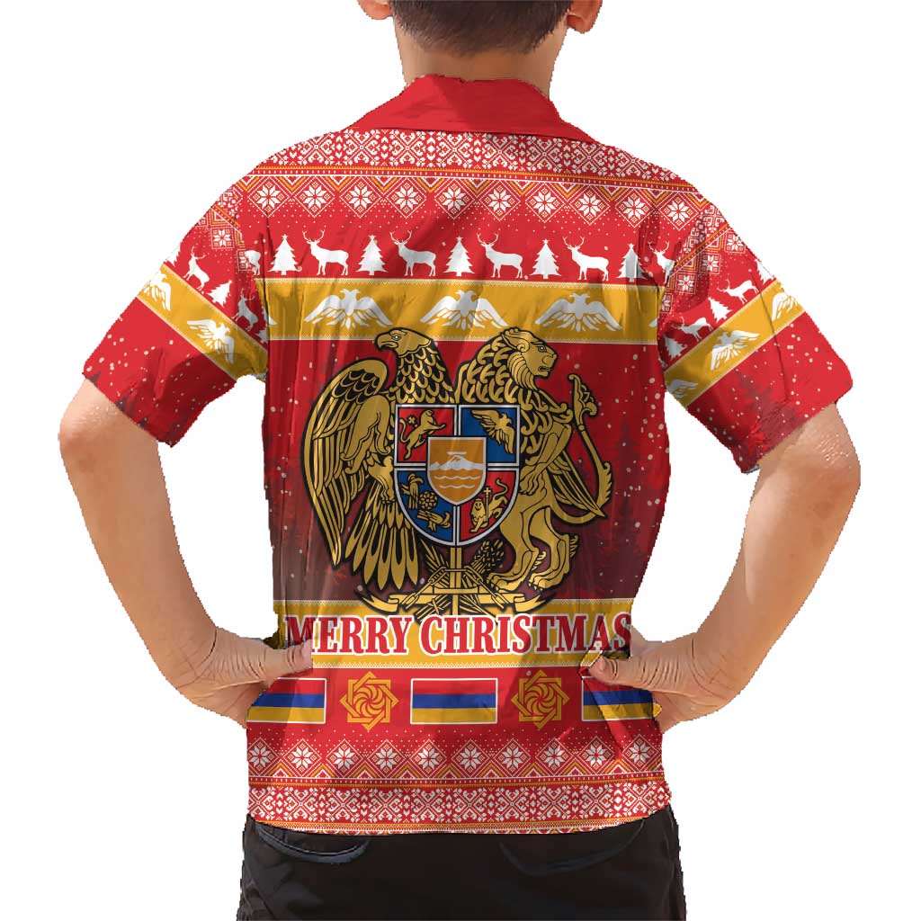 Armenia Christmas Kid Hawaiian Shirt Coat Of Arms With Arevakhach - Wonder Print Shop