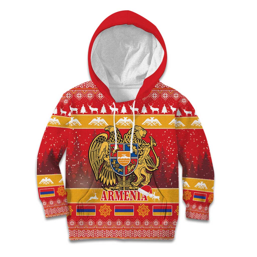 Armenia Christmas Kid Hoodie Coat Of Arms With Arevakhach - Wonder Print Shop
