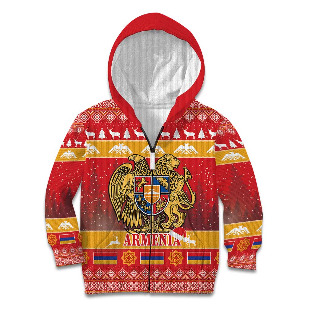 Armenia Christmas Kid Hoodie Coat Of Arms With Arevakhach - Wonder Print Shop