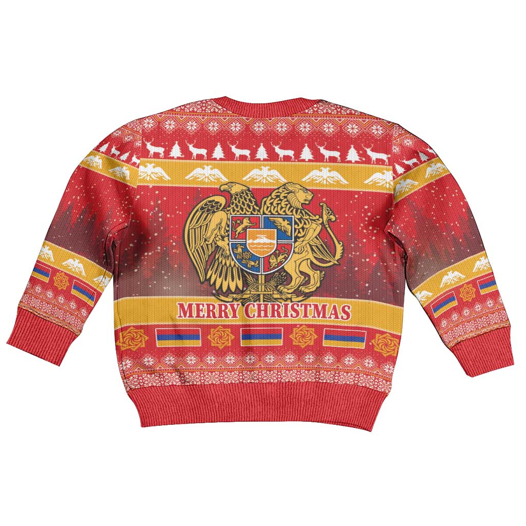 Armenia Christmas Kid Ugly Christmas Sweater Coat Of Arms With Arevakhach - Wonder Print Shop