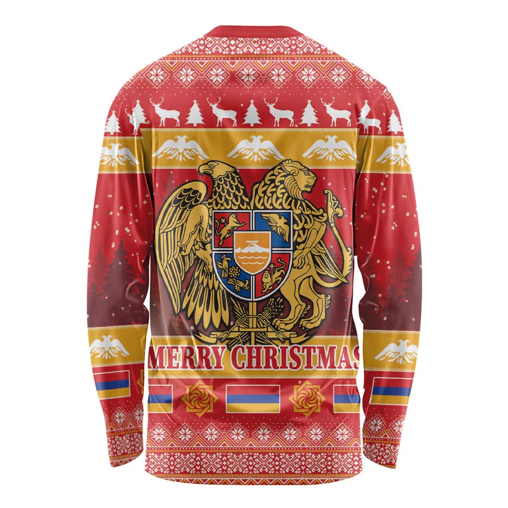 Armenia Christmas Long Sleeve Shirt Coat Of Arms With Arevakhach - Wonder Print Shop