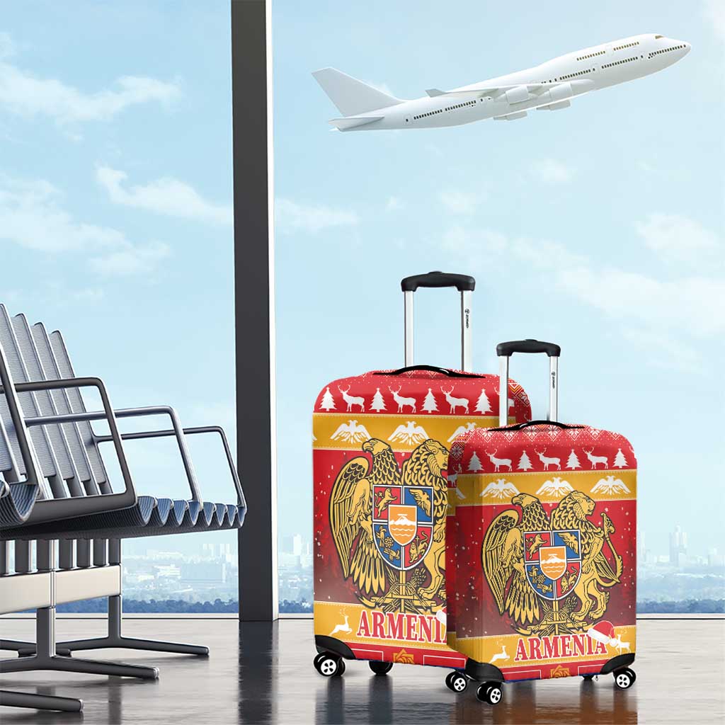 Armenia Christmas Luggage Cover Coat Of Arms With Arevakhach - Wonder Print Shop