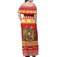 Armenia Christmas Off Shoulder Maxi Dress Coat Of Arms With Arevakhach - Wonder Print Shop