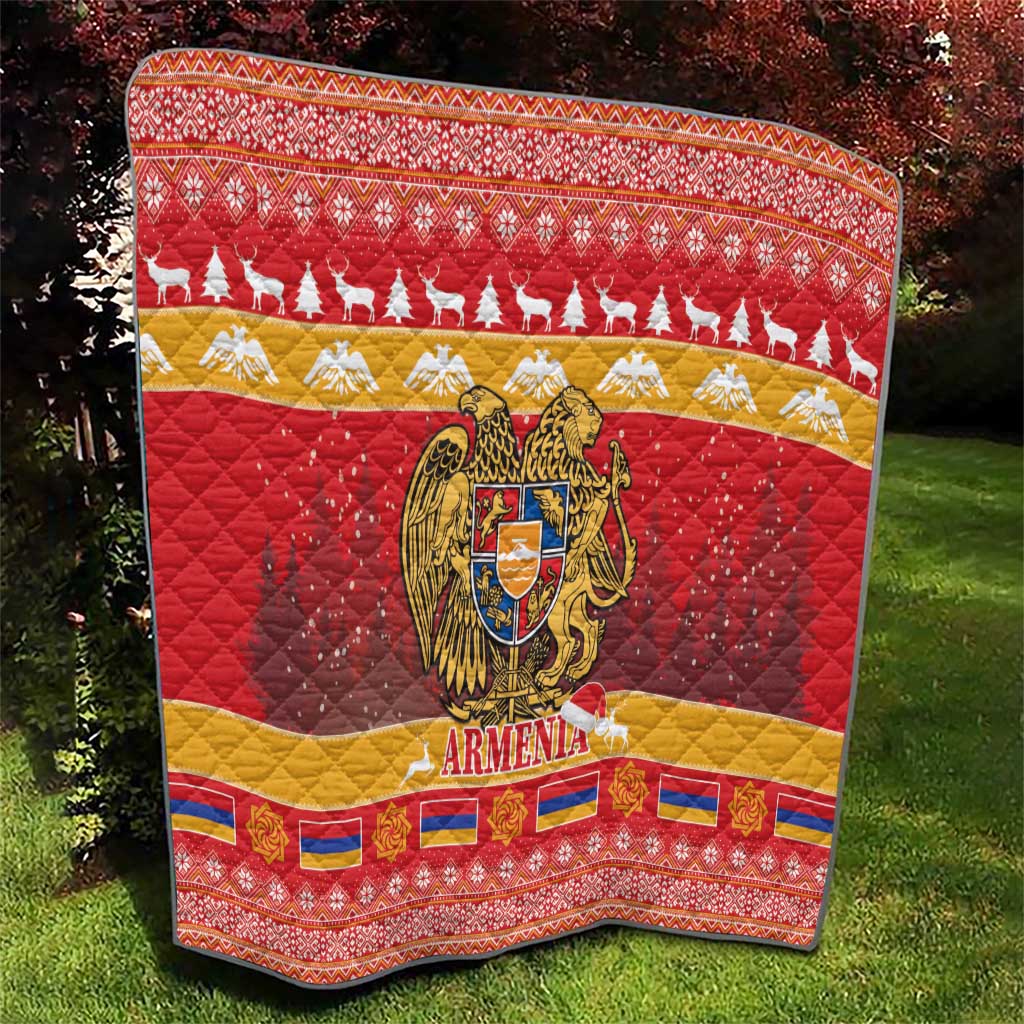 Armenia Christmas Quilt Coat Of Arms With Arevakhach - Wonder Print Shop