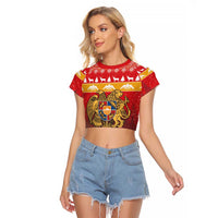 Armenia Christmas Raglan Cropped T Shirt Coat Of Arms With Arevakhach - Wonder Print Shop