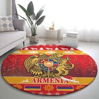 Armenia Christmas Round Carpet Coat Of Arms With Arevakhach