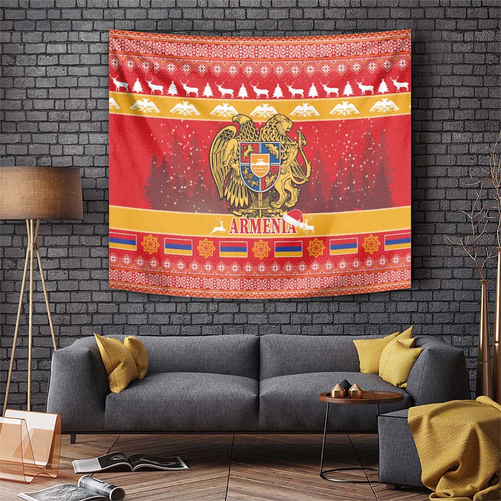 Armenia Christmas Tapestry Coat Of Arms With Arevakhach - Wonder Print Shop