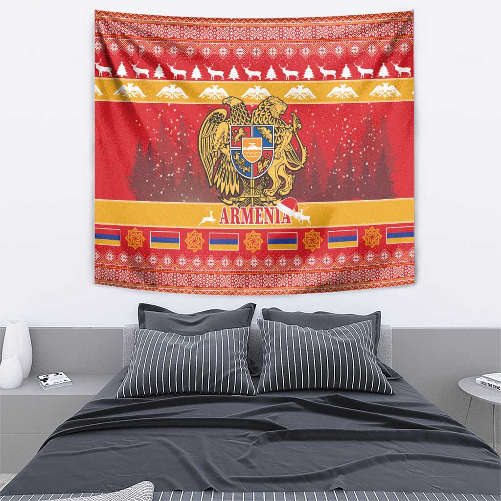 Armenia Christmas Tapestry Coat Of Arms With Arevakhach - Wonder Print Shop