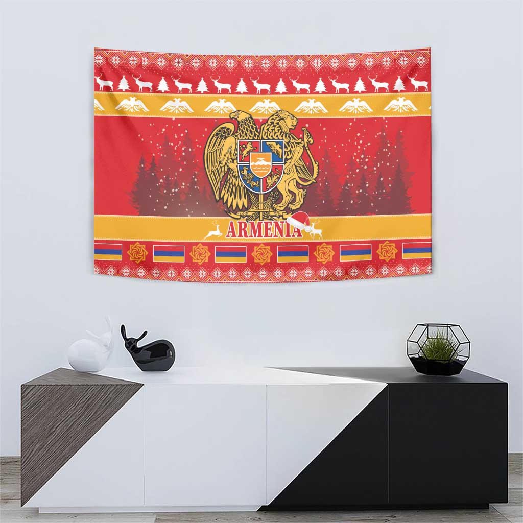 Armenia Christmas Tapestry Coat Of Arms With Arevakhach - Wonder Print Shop
