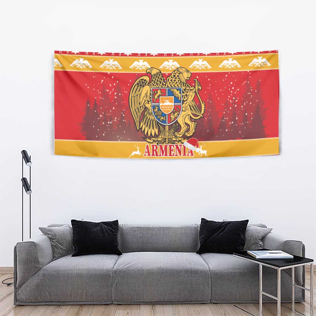 Armenia Christmas Tapestry Coat Of Arms With Arevakhach - Wonder Print Shop