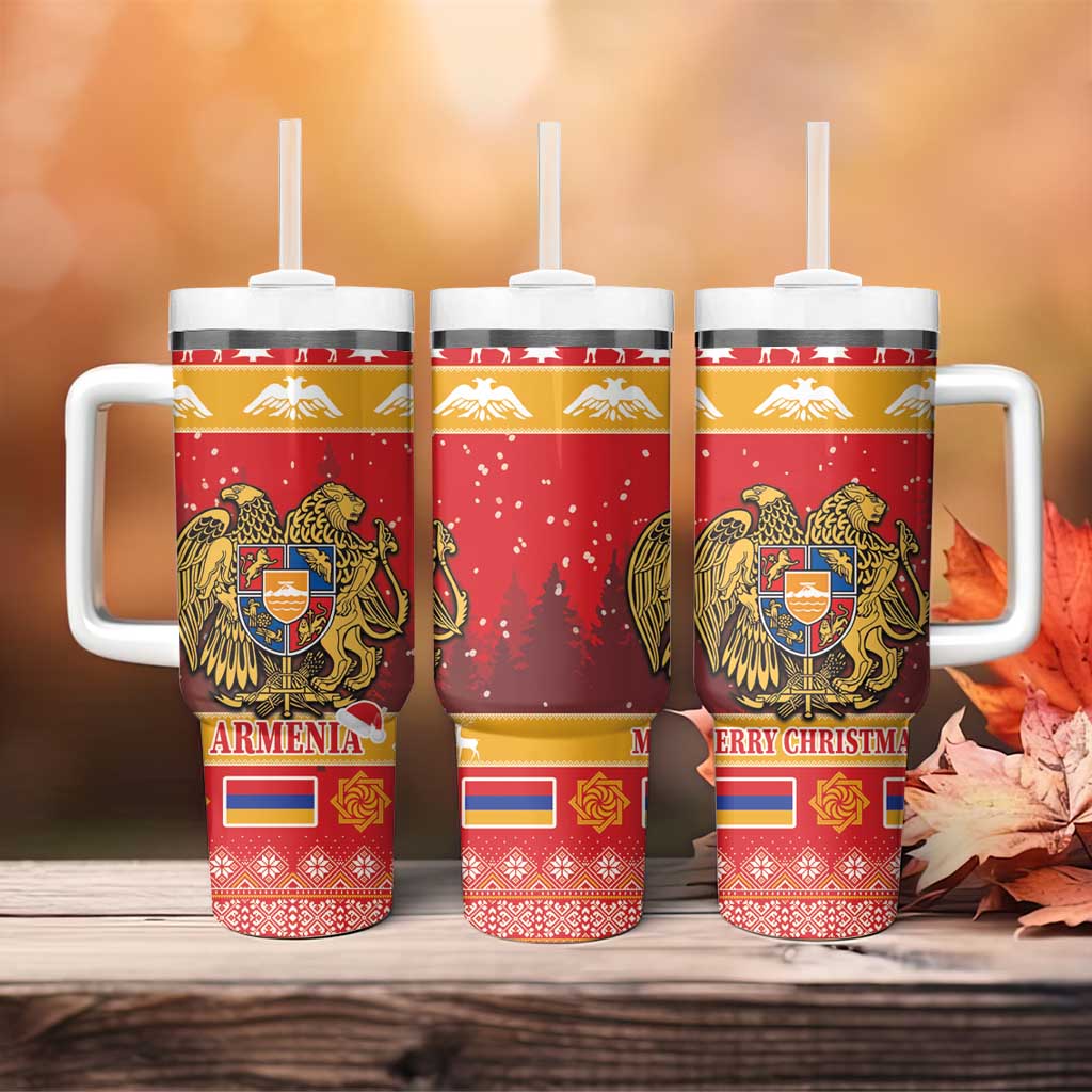 Armenia Christmas Tumbler With Handle Coat Of Arms With Arevakhach - Wonder Print Shop