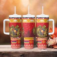 Armenia Christmas Tumbler With Handle Coat Of Arms With Arevakhach - Wonder Print Shop