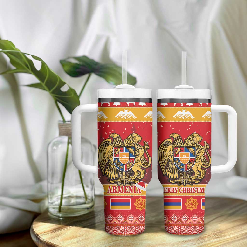 Armenia Christmas Tumbler With Handle Coat Of Arms With Arevakhach - Wonder Print Shop