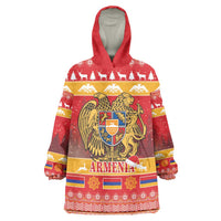 Armenia Christmas Wearable Blanket Hoodie Coat Of Arms With Arevakhach - Wonder Print Shop