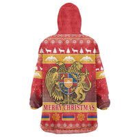 Armenia Christmas Wearable Blanket Hoodie Coat Of Arms With Arevakhach - Wonder Print Shop
