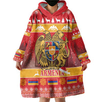 Armenia Christmas Wearable Blanket Hoodie Coat Of Arms With Arevakhach - Wonder Print Shop