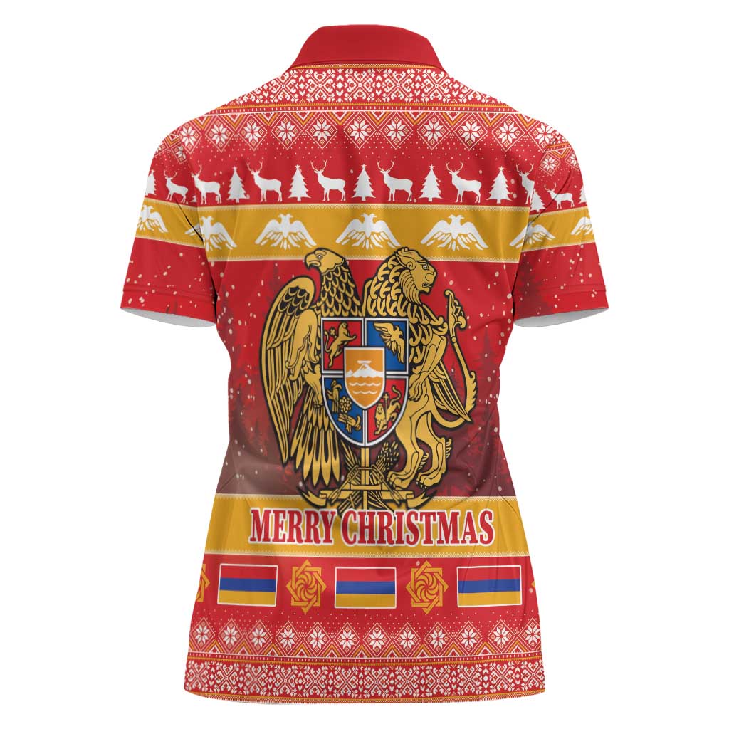 Armenia Christmas Women Polo Shirt Coat Of Arms With Arevakhach - Wonder Print Shop