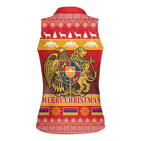 Armenia Christmas Women Sleeveless Polo Shirt Coat Of Arms With Arevakhach - Wonder Print Shop