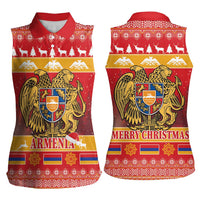 Armenia Christmas Women Sleeveless Polo Shirt Coat Of Arms With Arevakhach - Wonder Print Shop