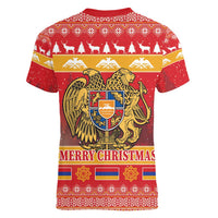 Armenia Christmas Women V-Neck T-Shirt Coat Of Arms With Arevakhach - Wonder Print Shop