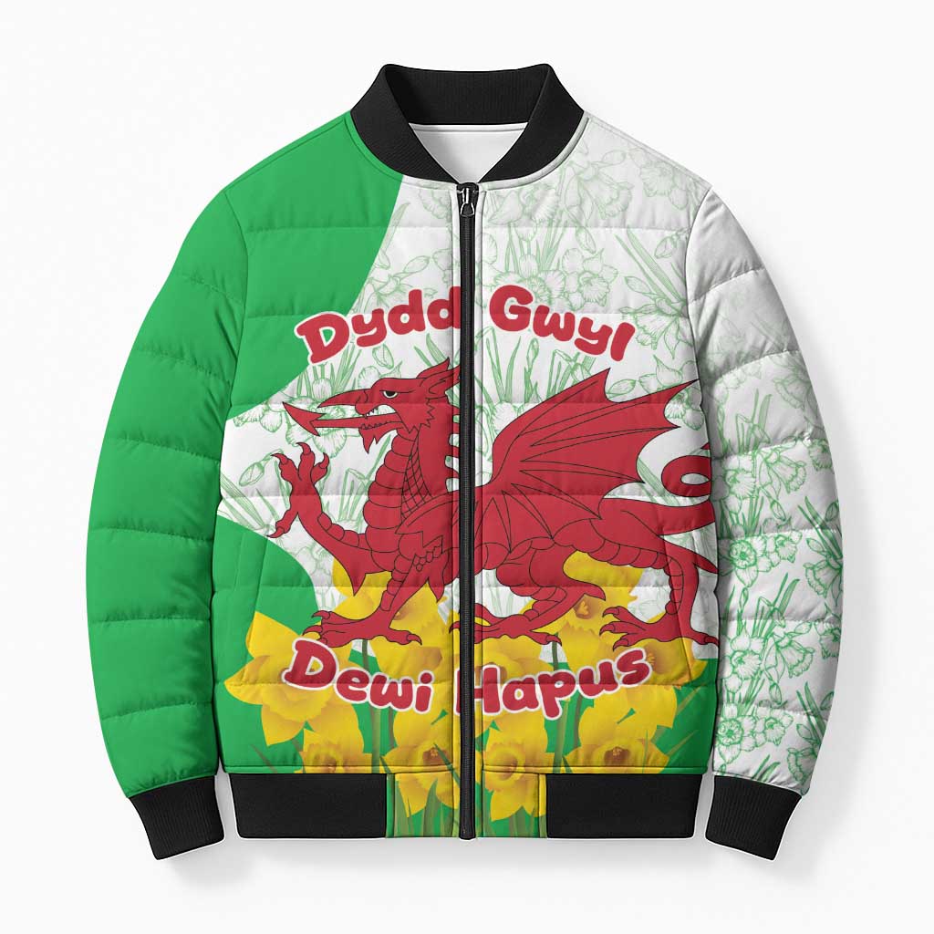 Saint David’s Day Welsh Dragon Bomber Puffer Jacket Dydd Gwyl Dewi Hapus - Wonder Print Shop
