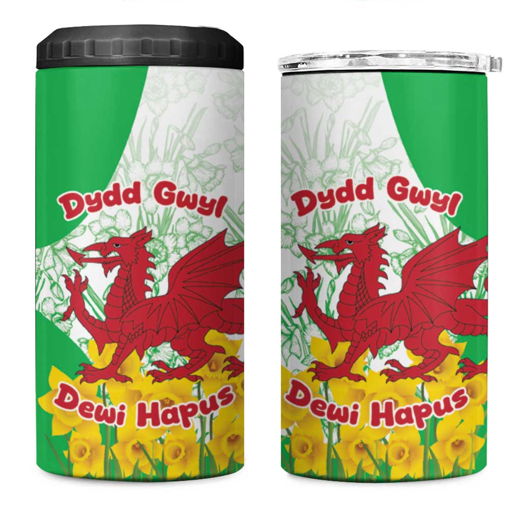 Saint David’s Day Welsh Dragon 4 in 1 Can Cooler Tumbler Dydd Gwyl Dewi Hapus - Wonder Print Shop